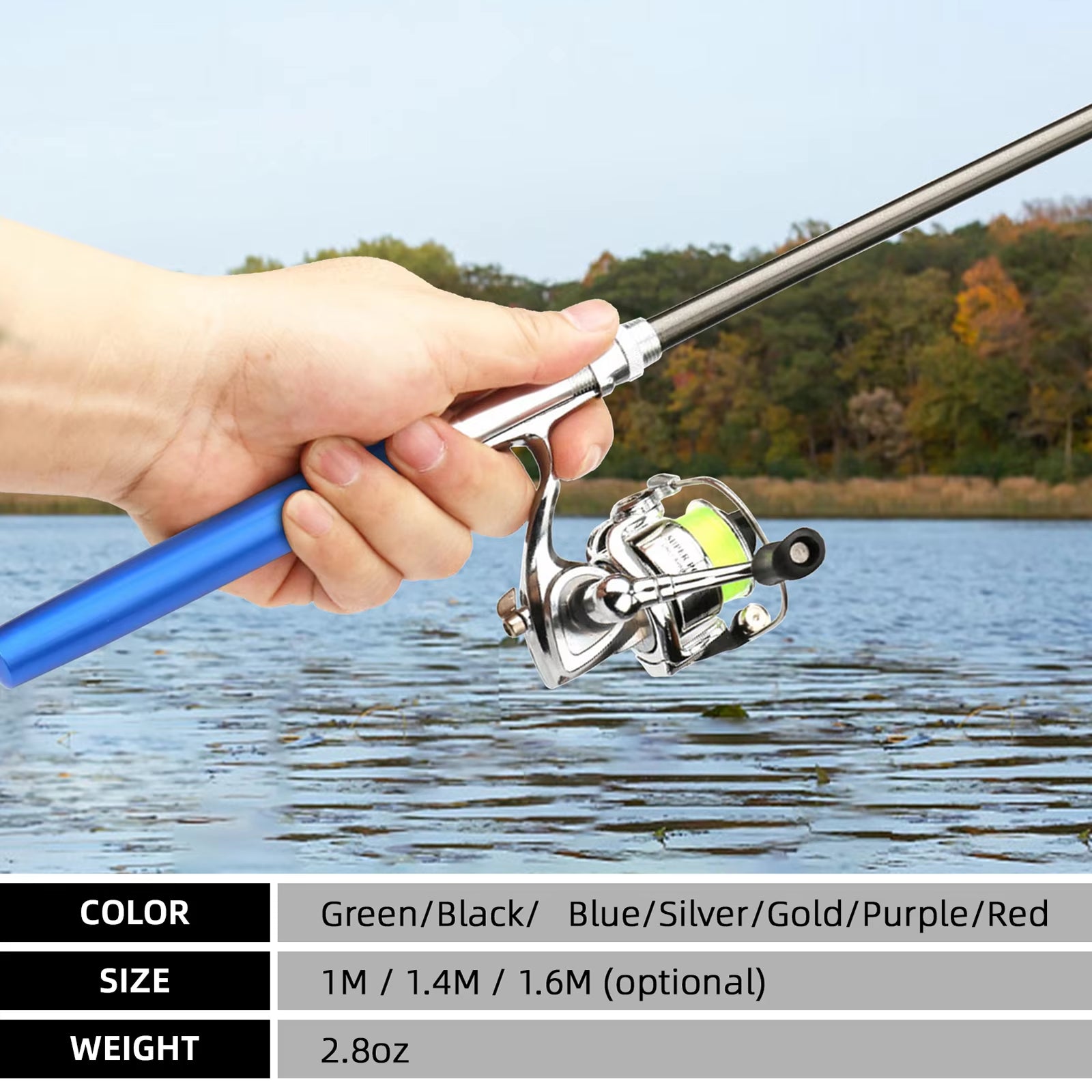 1 Set Telescopic Mini Portable Pocket Pen Casting Fishing Rod Carbon Reel Aluminum Alloy Spinning Ultralight Feeder Fish Pole