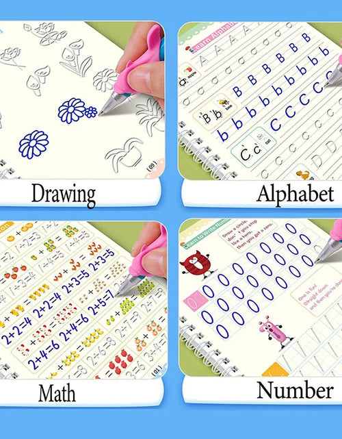 Load image into Gallery viewer, 4 Magic Copybooks Children&#39;S Toy Writing Reusable Free Wiping English Maths Drawing Children&#39;S Toy Writing Practice Copy Book
