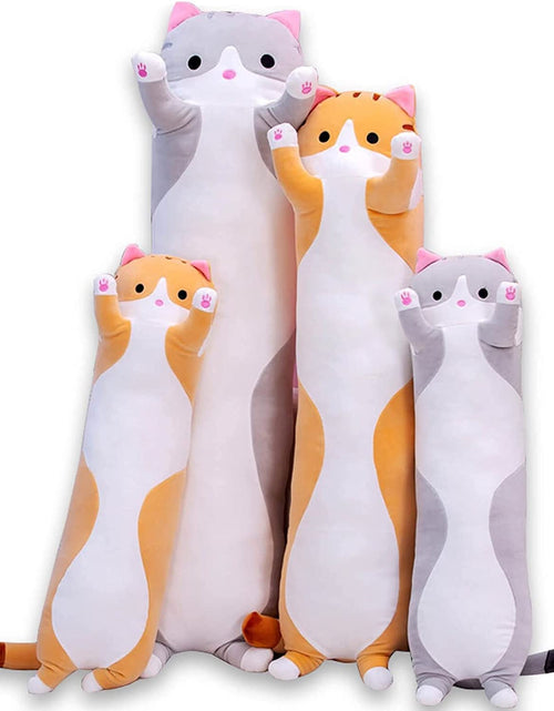 Load image into Gallery viewer, Cute Cat Plush Long Body Pillow Cuddle Cartoon Stuffed Animals Cat Plushie Soft Doll Pillows Gifts for Kids Girls (Orange, 19&quot;)
