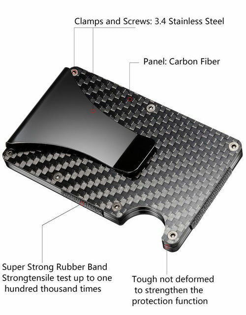 Load image into Gallery viewer, Carbon Fiber Blocking Slim Money Clip RFID Card Holder Metal Men Wallet Gift
