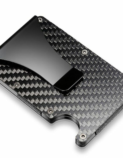 Load image into Gallery viewer, Carbon Fiber Blocking Slim Money Clip RFID Card Holder Metal Men Wallet Gift
