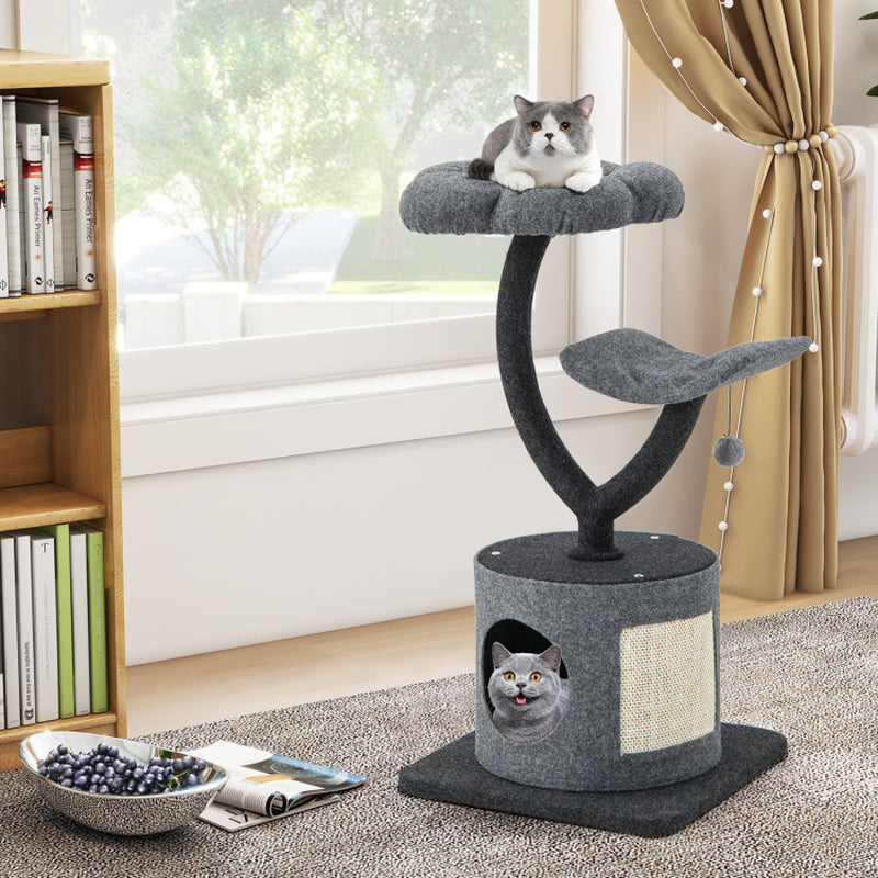 Cat Tree for Large and Small Cats with Curved Metal Supporting Frame