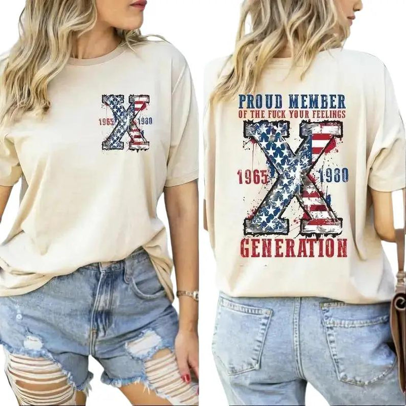 Generation X 4Th of July Two Side Shirt Raised on Hose Water and Neglect Shirt Generation X T Shirt Fabric Fit Top Womenswear