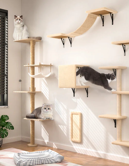 Load image into Gallery viewer, Damyanti Wall-Mounted Cat Tree Shelved 6 Pcs Climbing Center
