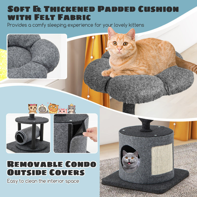 Cat Tree for Large and Small Cats with Curved Metal Supporting Frame