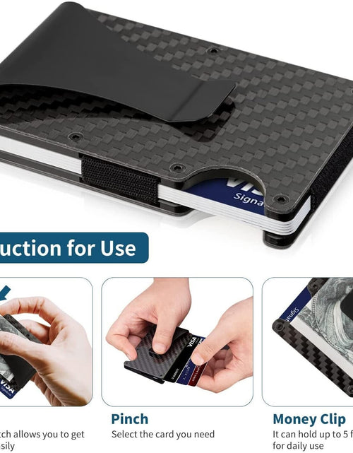 Load image into Gallery viewer, Carbon Fiber Blocking Slim Money Clip RFID Card Holder Metal Men Wallet Gift
