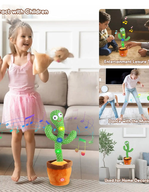 Load image into Gallery viewer, Kids Dancing Talking Cactus Toys Singing Mimicking Recording Repeating What You Say Cactus Plush Toy with 120 Song Dancing Smart
