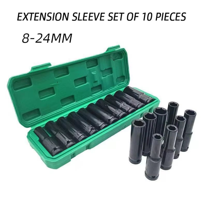 10Pcs of Extended Socket Head Electric Socket Set Telescopic Socket Head Automotive Maintenance Tool Hexagonal Extension