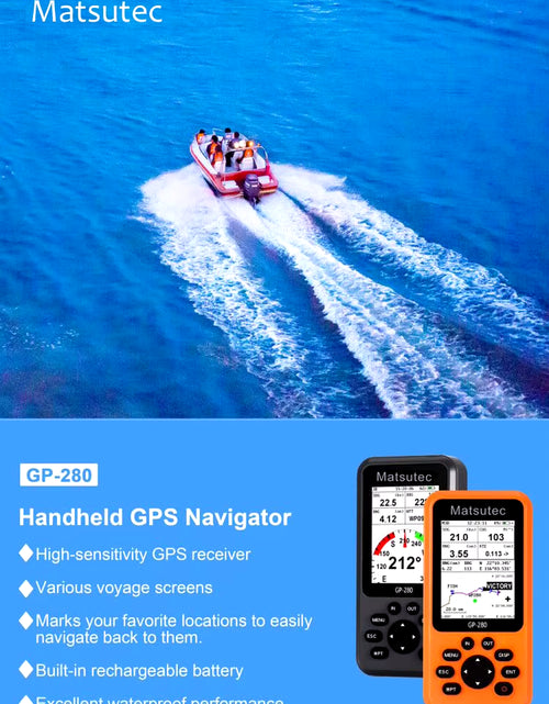 Load image into Gallery viewer, GP-280 Handheld GPS Navigator/Marine GPS Locator Handheld High-Sensitivity GPS Receiver/Various Voyage Screens (Black)
