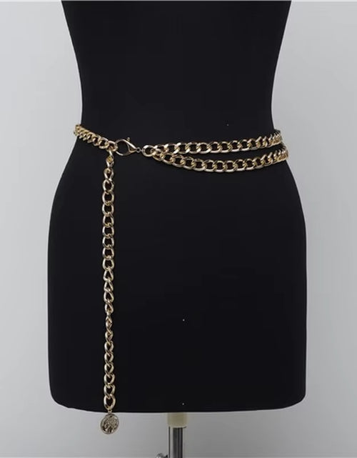 Load image into Gallery viewer, Sexy Women Belts 2022 New Streetwear Metal Chain Decorate Dress Belt Adjustable Rough Whip Chain Women Fashion Design
