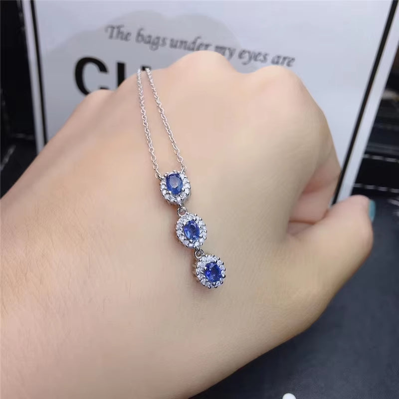 Columbia Natural Tanzanite Set Ring Earrings Necklace Fashionable with New Design Quality 925 Silver