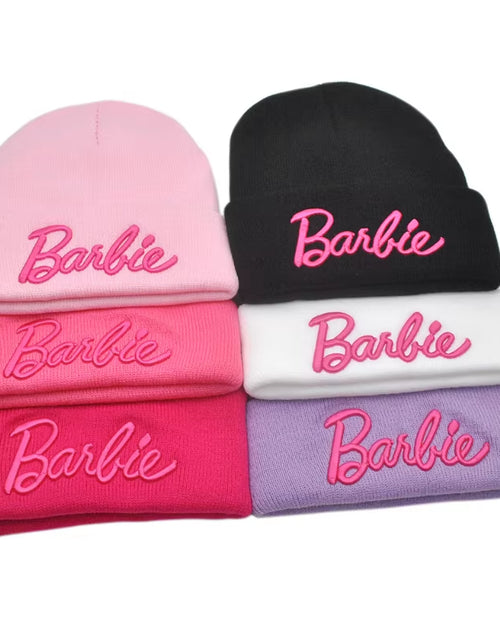 Load image into Gallery viewer, Barbie Knitted Hat Kawaii Y2K Girls Cute Woolen Hat Female Ski Cap Soft Warm Elastic All Match Leisure Hats Kids Adults Gifts
