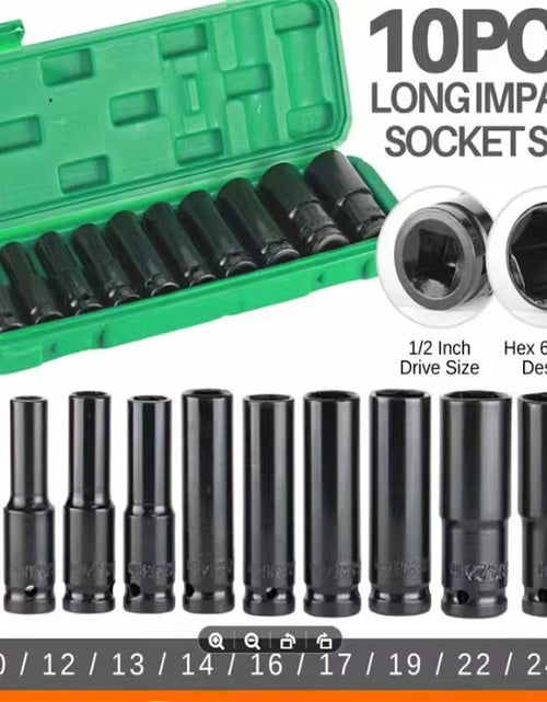 Load image into Gallery viewer, 10Pcs of Extended Socket Head Electric Socket Set Telescopic Socket Head Automotive Maintenance Tool Hexagonal Extension
