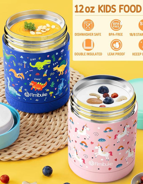 Load image into Gallery viewer, Fimibuke Bento Snack Lunch Box with 4 Compartment, Insulated Bag, Stainless Steel Vacuum Thermos Food Jar, Ice Pack, Utensils Set, Birthday Gift for Back to School Girl &amp; Boy Adult
