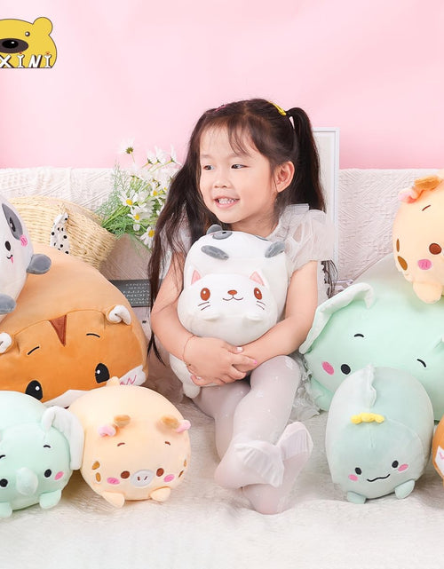 Load image into Gallery viewer, 23.6 Inch Cute White Cat Plush Stuffed Animal Cylindrical Body Pillow,Super Soft Cartoon Hugging Toy Gifts for Bedding, Kids Sleeping Kawaii Pillow
